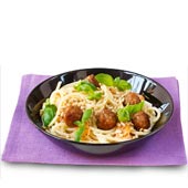 Vitlöksspagetti med köttbullar