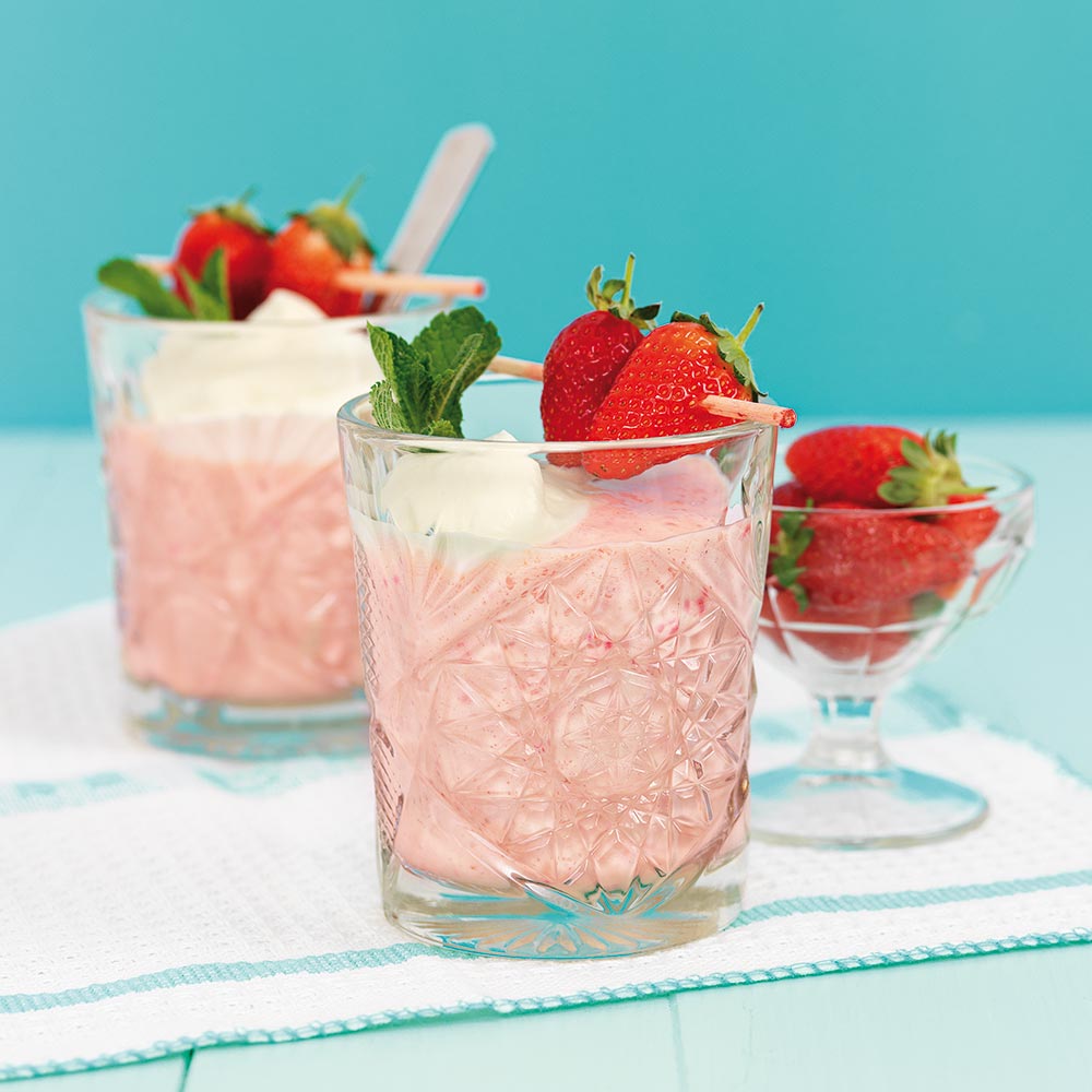 Milkshake på färska jordgubbar