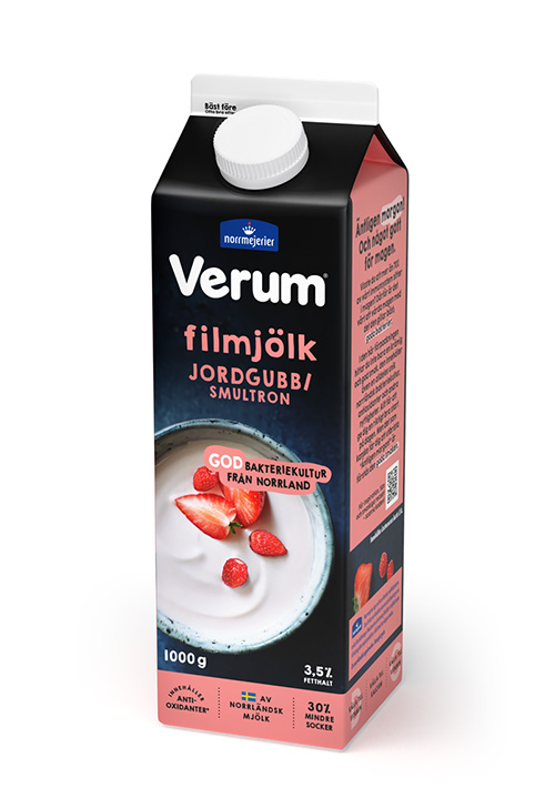 Verum® filmjölk 3,5% Jordgubb-Smultron 1000g