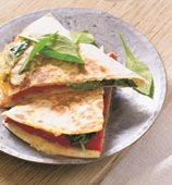 Quesadilla filled with Västerbottensost and smoked salmon